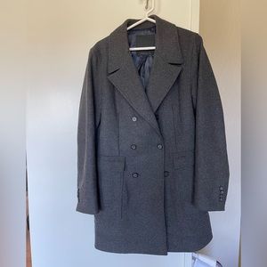 Zara Man Double Breasted Large Charcoal Peacoat